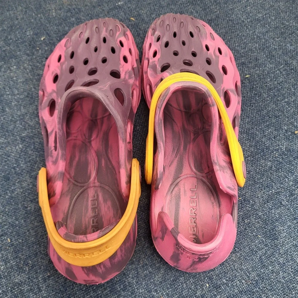 Merrell Hydro Moc Kids Size 2 Marbled Purple Pink Yellow Water Shoes Clogs